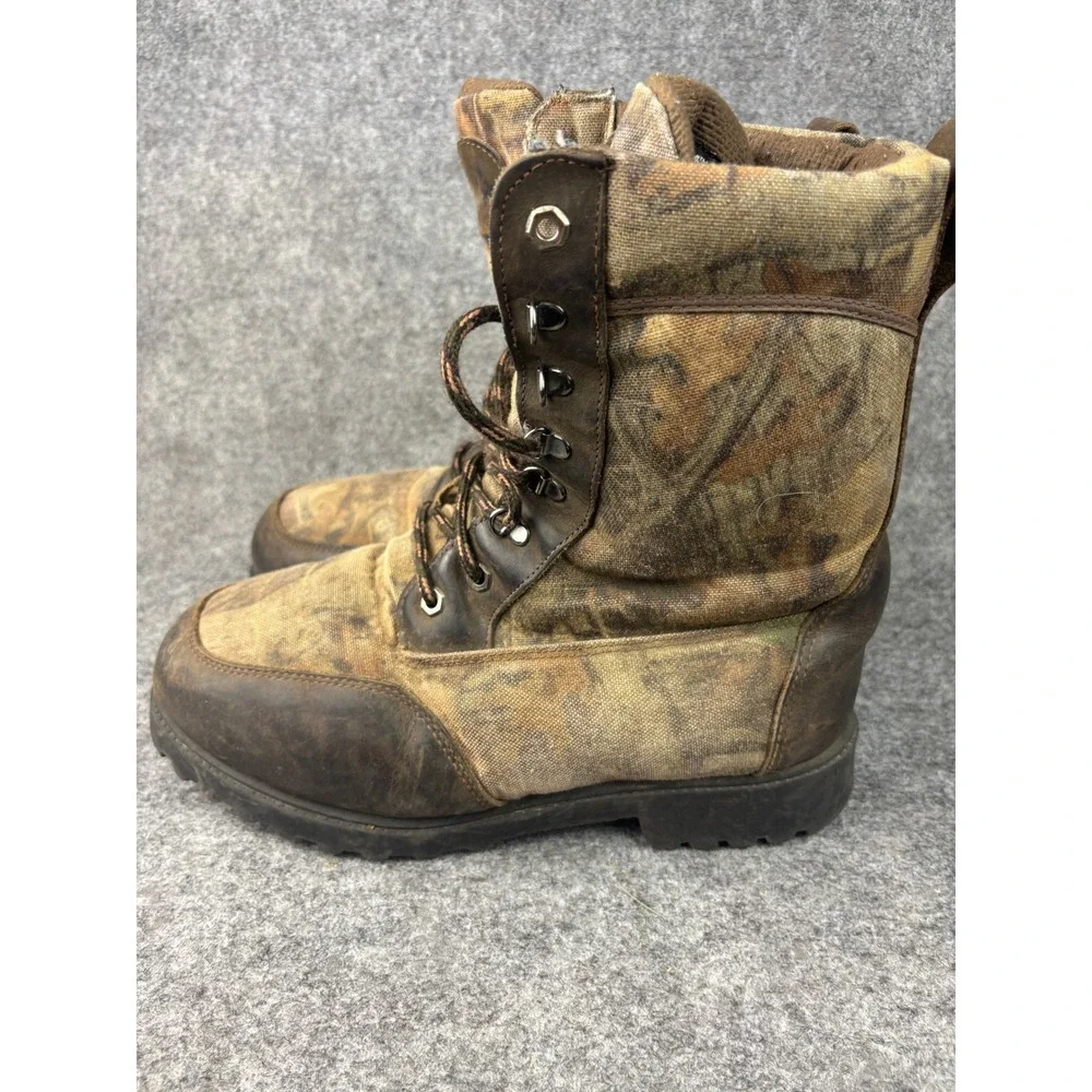 Cabelas Hunting Boots Mens 10W Brown Camo Thinsulate Insulated Leather Canvas
